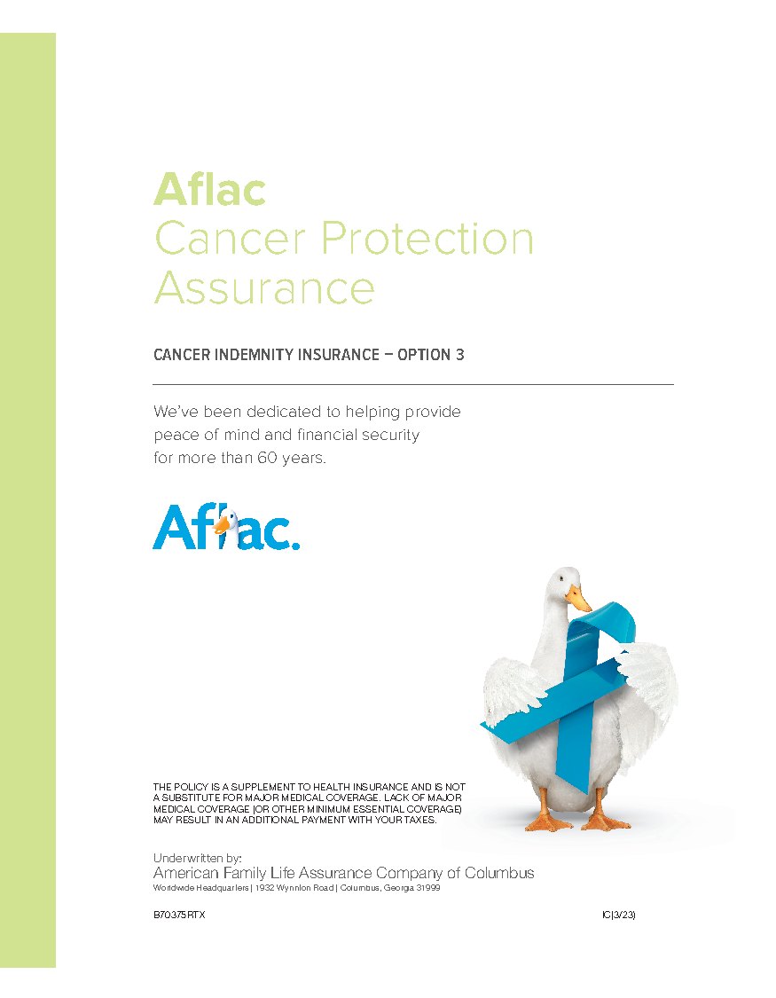 First page of Cancer Protection Assurance