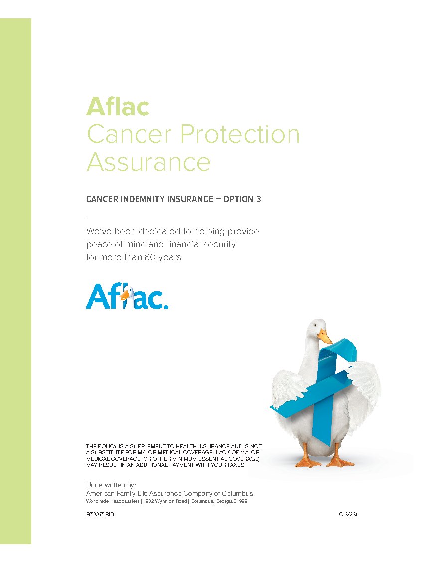 First page of Cancer Protection Assurance
