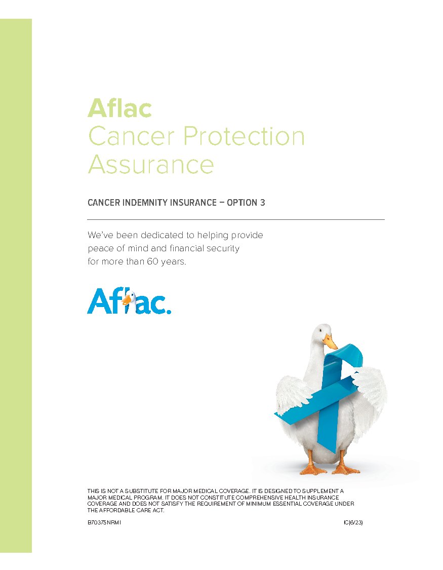 First page of Cancer Protection Assurance